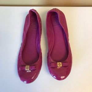 Tory Burch Hot Pink Patent Leather Eddie Flats